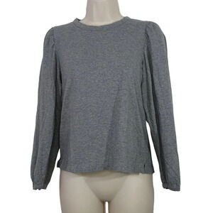 J Crew Top Women Size XS Gray CrewNeck Casual Shirt Puff Long Sleeve AT780